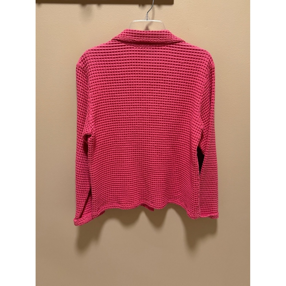 VTG Nannette Keller Pink Waffle Knit Blazer Shacket Patch Pockets Cotton 90's - Picture 3 of 17
